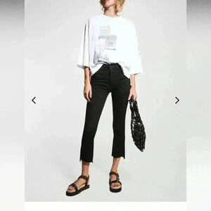 MOTHER Black Ankle Cropped Jeans